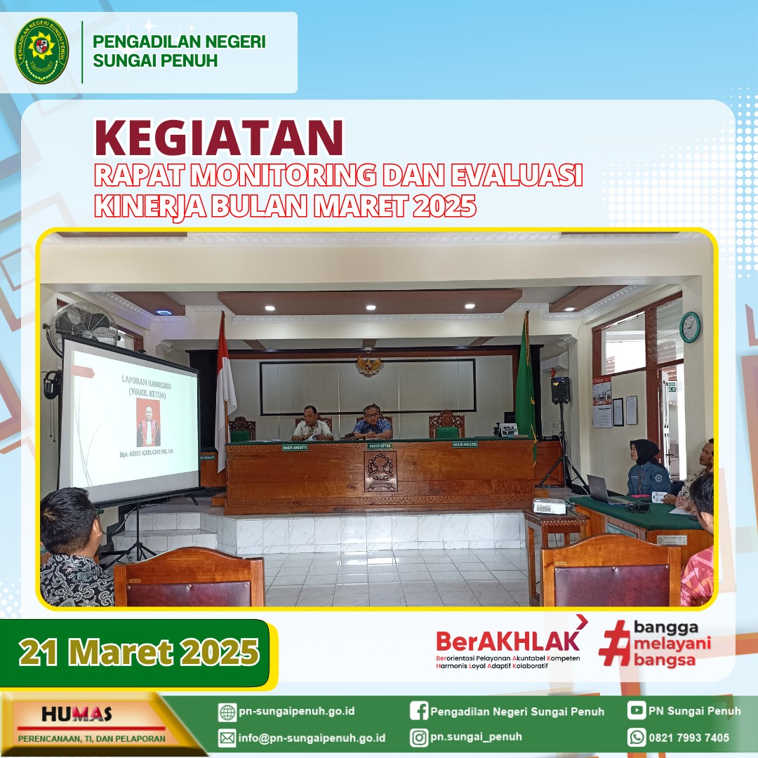Rapat Monitoring Evaluasi Kinerja Bulanan